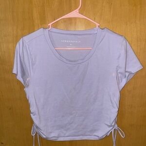 Aeropostale Women's Lavender Purple Cropped Ruched Drawstring Top